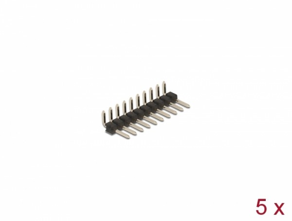 Stiftleiste 10 Pin, Rastermaß 2,54 mm, 1-reihig, gewinkelt, 5 Stück, Delock® [66695]