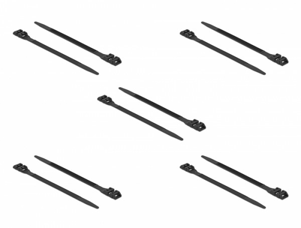 Kabelbinder mit Doppelkopf L 250 x B 9 mm schwarz 10 Stück, Delock® [18889]