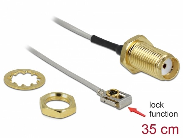 Antennenkabel SMA Buchse zum Einbau an MHF® I LK Stecker, 0,35m, Delock® [89932]