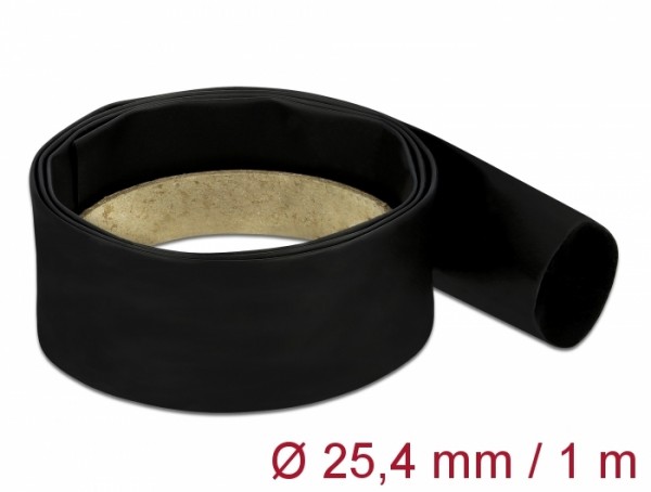 Schrumpfschlauch 1 m x 25,4 mm Schrumpfungsrate 4:1 schwarz, Delock® [20663]