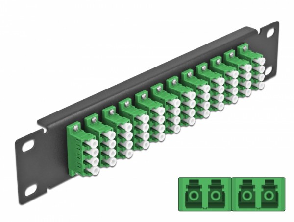 10? LWL Patchpanel 12 Port LC Quad grün 1 HE schwarz, Delock® [66777]