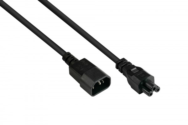 Kaltgeräteverlängerung C14 (gerade) an C5 (gerade), schwarz, 1,00 mm², 5 m, Good Connections®