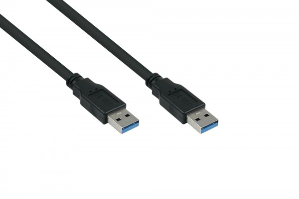 kabelmeister® Anschlusskabel USB 3.0 Stecker A an Stecker A, Premium, DATA AWG28 / Power AWG24, UL, KUPFER, schwarz, 1m