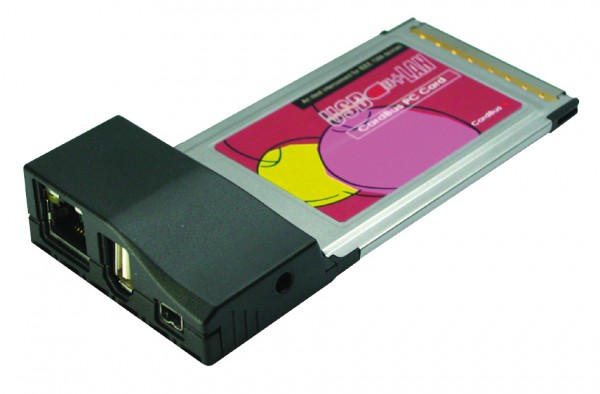 PCMCIA Karte FireWire 1394 + USB 2.0 + LAN 100Mbps, Exsys® [EX-6606E]