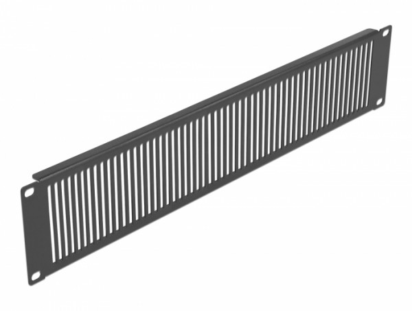 19" Netzwerkschrank Panel mit Lüftungsschlitzen vertikal 2 HE schwarz, Delock® [66671]