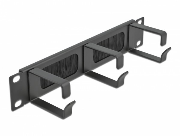 10" Kabelmanagement Bürstenleiste mit 3 Bügeln 1 HE schwarz, Delock® [66487]