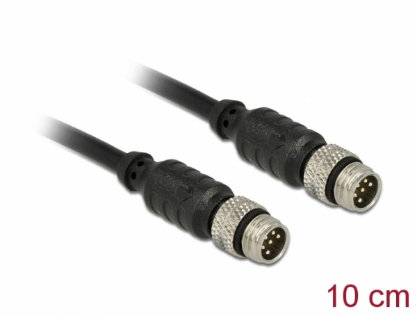 M8 Sensor- / Aktorkabel 6 Pin Stecker an 6 Pin Stecker wasserdicht, schwarz, 10 cm, Delock® [12688]