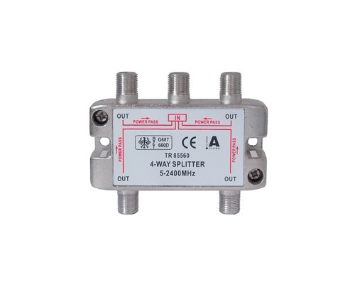 SAT Stammverteiler mit F-Connectoren 4-fach 5-2250 MHz