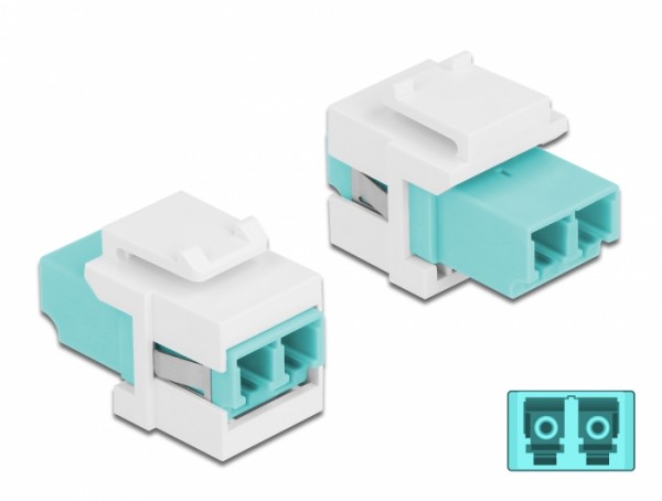 Keystone Modul LC Duplex Buchse zu LC Duplex Buchse aqua / weiß, Delock® [86817]