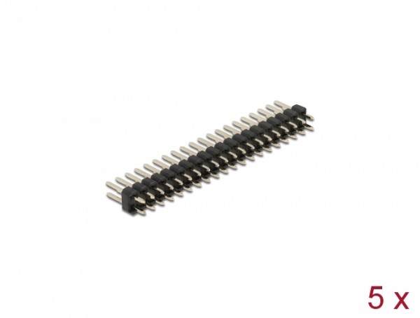 Stiftleiste 20 Pin, Rastermaß 2,54 mm, 2-reihig, gerade, 5 Stück, Delock® [66699]