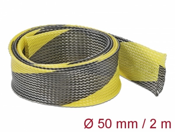 Geflechtschlauch dehnbar 2 m x 50 mm schwarz-gelb, Delock® [20757]