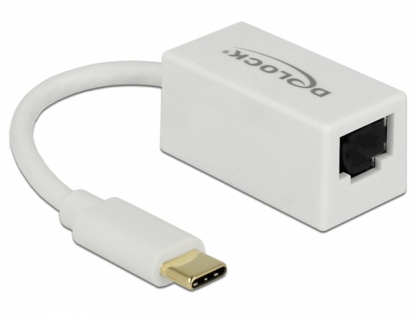 Adapter SuperSpeed USB (USB 3.1 Gen 1) mit USB Type-C™ Stecker > Gigabit LAN 10/100/1000 Mbps kompakt weiß, Delock® [65906]