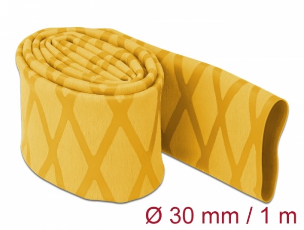 Schrumpfschlauch X-Muster rutschfest 1 m x 30 mm gelb, Delock® [19599]