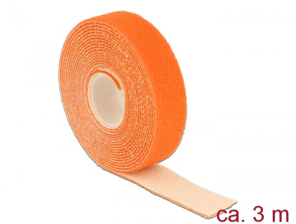Klett-Kabelbinder L 3m x B 20mm, Rolle, orange, Delock® [18746]