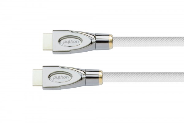 Anschlusskabel HDMI® 2.0 Kabel 4K2K / UHD 60Hz, AKTIV, 24K vergoldete Kontakte, OFC, Nylongeflecht weiß, 10m, PYTHON® Series