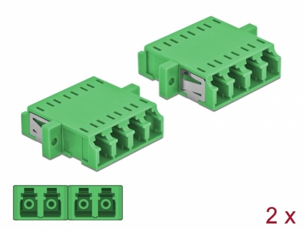 LWL Kupplung LC Quad Buchse zu LC Quad Buchse Singlemode 2 Stück grün, Delock® [86539]