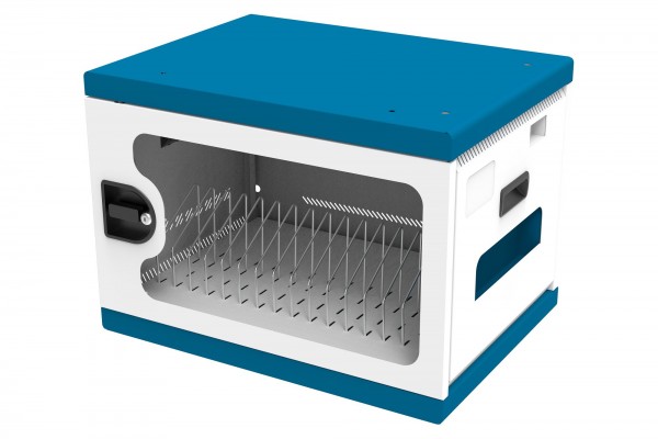 Good Connections® GEMMA N16C Ladeschrank/-wagen für 16 Geräte, USB-C™, 65W pro Port, PD 3.0, QC 3.0, weiß/blau
