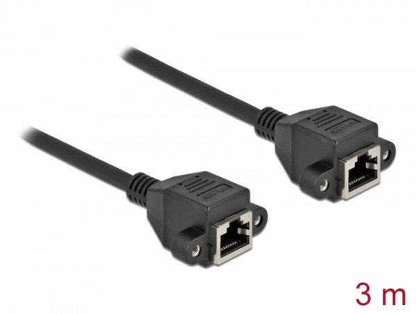 Netzwerk Verlängerungskabel S/FTP RJ45 Buchse zu RJ45 Buchse Cat.6A 3 m schwarz, Delock® [87011]