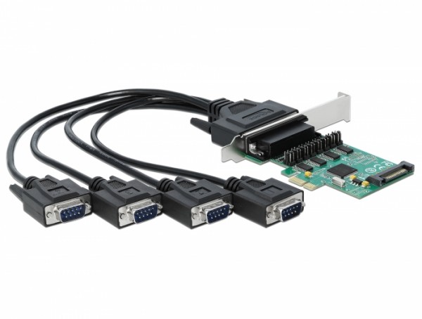 PCI Express Karte an 4 x Seriell RS-232 mit Spannungsversorgung, Delock® [89938]