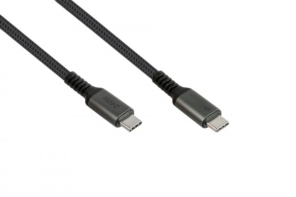 USB 2.0 Lade- und Datenkabel (240W), USB-C™ Stecker an USB-C™ Stecker, anthrazit, 1m, Good Connections®