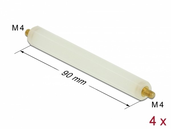 Abstandshalter M4 x M4, Sechskant, Außen / Außen, 90 mm natur 4 Stück, Delock® [60274]