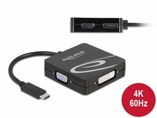 USB Type-C™ Adapter für einen VGA, DVI, HDMI oder DisplayPort Monitor, Delock® [63129]