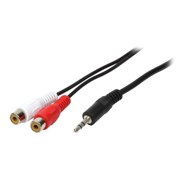 Stereo Audio Anschlusskabel, 3,5mm Klinkenstecker zu 2x RCA (Chinch) Buchse, 0.2m, LogiLink®, [CA1047]