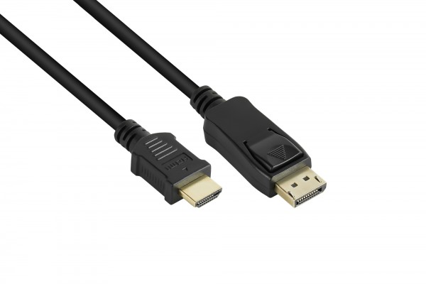 Anschlusskabel DisplayPort 1.2 an HDMI 1.4b, 4K @30Hz, vergoldete Kontakte, CU, schwarz, 2m, Good Connections®