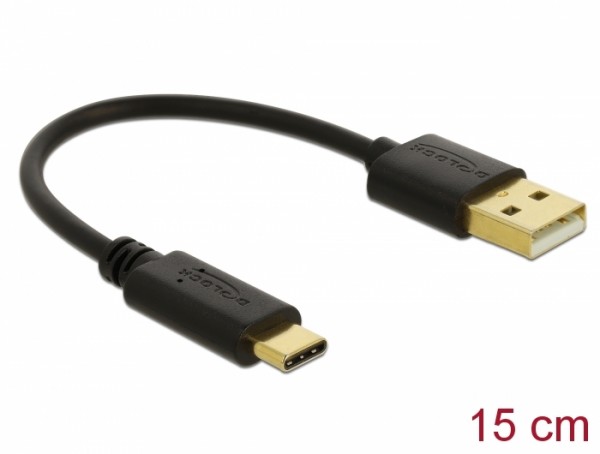USB Ladekabel Typ-A zu USB Type-C™ 15 cm, Delock® [85354]
