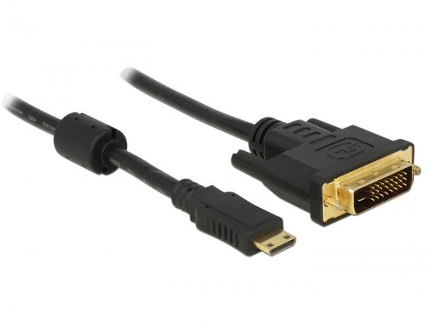 HDMI Kabel Mini-C Stecker an DVI 24+1 Stecker 3m, Delock® [83584]