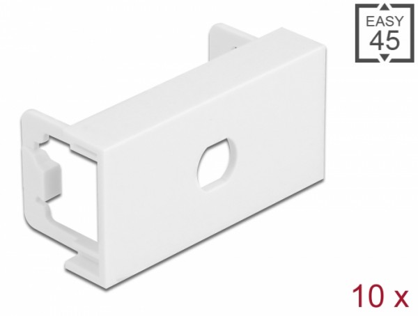 Easy 45 Modulblende Loch-Ausschnitt M8 mit Verdrehschutz, 45 x 22,5 mm 10 Stück weiß, Delock® [81365]