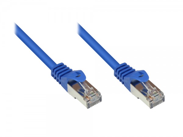 RNS® Patchkabel mit Rastnasenschutz, Cat. 5e, SF/UTP, PVC, 100MHz, blau, 0,15m, Good Connections®