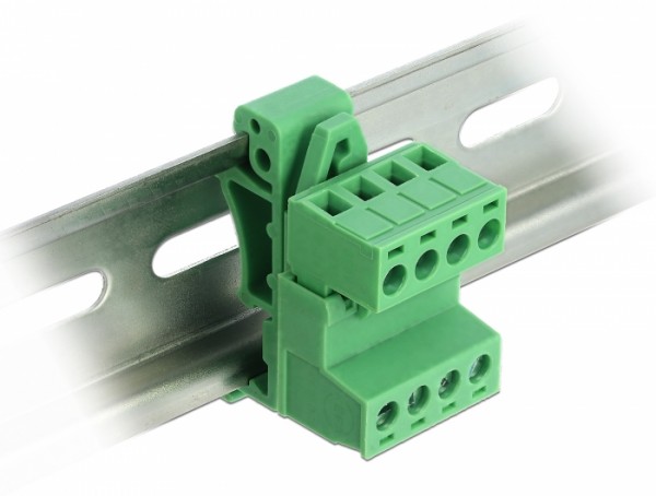Terminalblock Set für Hutschienen, 4-Pin, mit Rastermaß 5,08mm, gewinkelt, Delock® [66079]