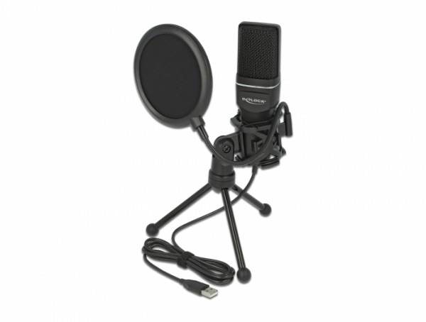 USB Kondensator Mikrofon Set - für Podcasting, Gaming und Gesang, Delock® [66331]