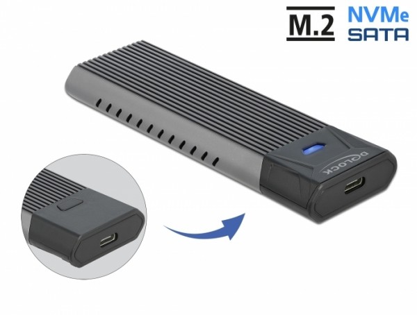 Externes USB Type-C™ Combo Gehäuse für M.2 NVMe PCIe oder SATA SSD - werkzeugfrei , Delock® [42638]