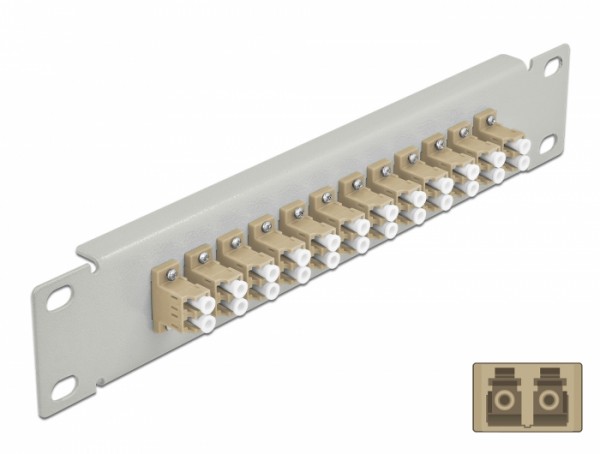 10? LWL Patchpanel 12 Port LC Duplex beige 1 HE grau, Delock® [66788]