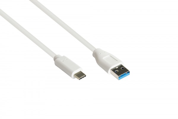 Anschlusskabel USB 3.2 Gen.2 (10GBit/s / 3A), Stecker A an USB-C™ Stecker, CU, weiß, 1m, Good Connections®