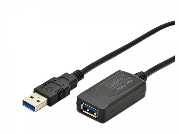 USB 3.0 Verlängerung Stecker A an Buchse A, aktiv, schwarz, 5m, Digitus® [DA-73104]