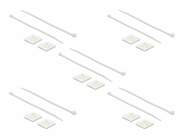 Befestigungssockel 25 x 25 mm mit Kabelbinder L 300 x B 4,8 mm weiß, Delock® [18834]