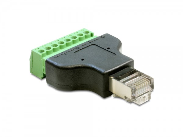 Adapter RJ45 Stecker an Terminalblock 8 Pin, 2-teilig, Delock® [65389]
