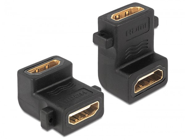 Adapter HDMI Buchse A an Buchse mit Schraubanschluss, 90° gewinkelt, Delock® [65510]