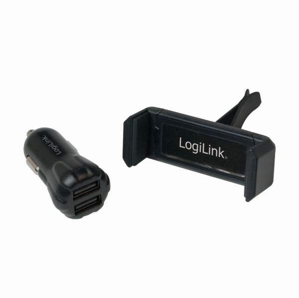 USB Kfz Ladegerät + Smatphone Halterung im Set, LogiLink® [PA0133]