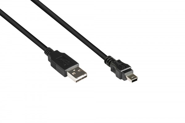 Anschlusskabel USB 2.0 EASY Stecker A an Mini B Stecker, schwarz, 1m, Good Connections®