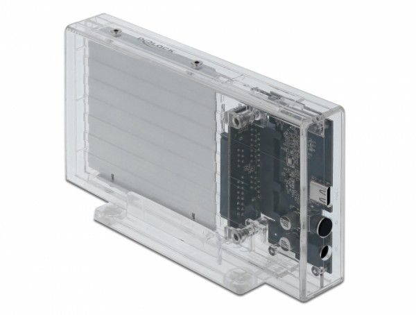 Externes Dual Gehäuse für 2 x 2.5" SATA HDD / SSD mit USB Type-C™ Buchse transparent - werkzeugfrei , Delock® [42622]