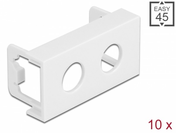 Easy 45 Modulblende Loch-Ausschnitt 2 x M10, 45 x 22,5 mm 10 Stück weiß, Delock® [81373]