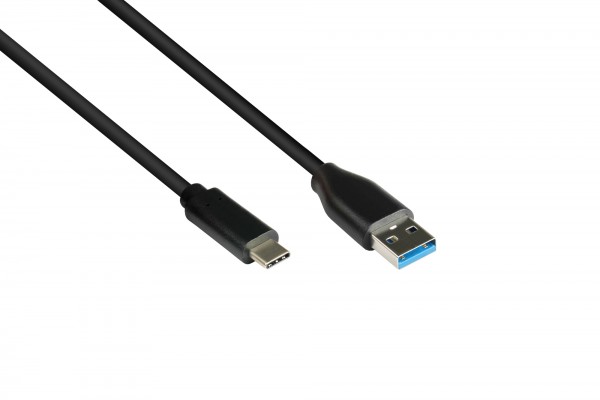 Anschlusskabel USB 3.2 Gen.2 (10GBit/s / 3A), Stecker A an USB-C™ Stecker, CU, schwarz, 1m, Good Connections®