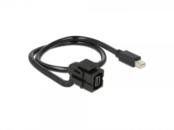 Keystone Modul mini Displayport Buchse an mini Displayport Stecker 110° mit Kabel, schwarz, 0,5m, Delock® [86374]