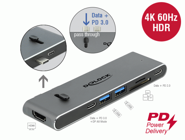 Dockingstation Dual USB Type-C™ mit HDMI / USB 3.2 / SD / PD 3.0, Delock® [87752]