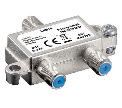 Vorrang-Schalter verteilt/schaltet 1 LNB auf 2 SAT-Receiver, Good Connections®