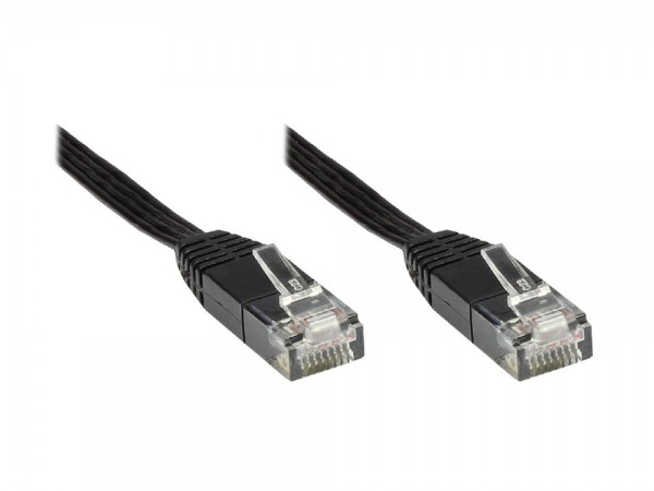 Patchkabel, Cat. 6, U/UTP, FLACHKABEL, 20m, schwarz, Good Connections®
